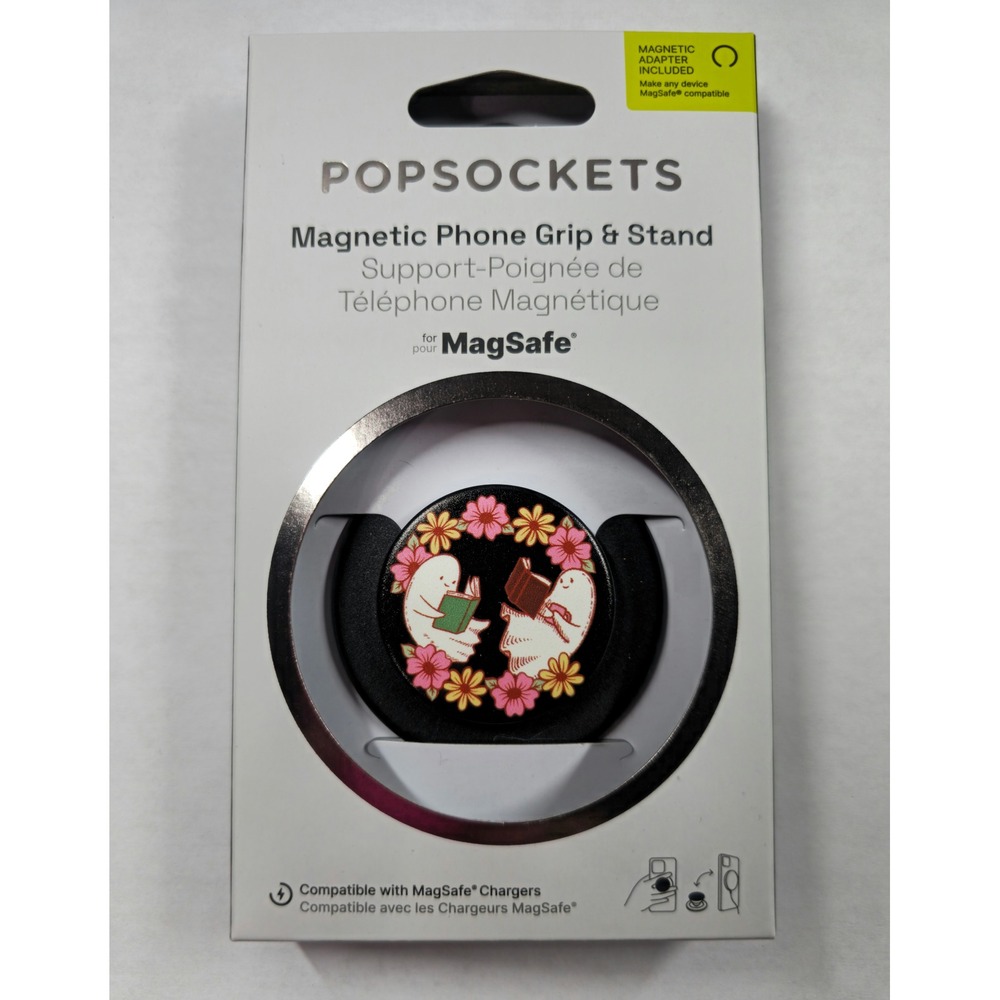 PopSockets Ghost Reading Book‎ Flowers Magnetic Phone Grip Halloween NWT